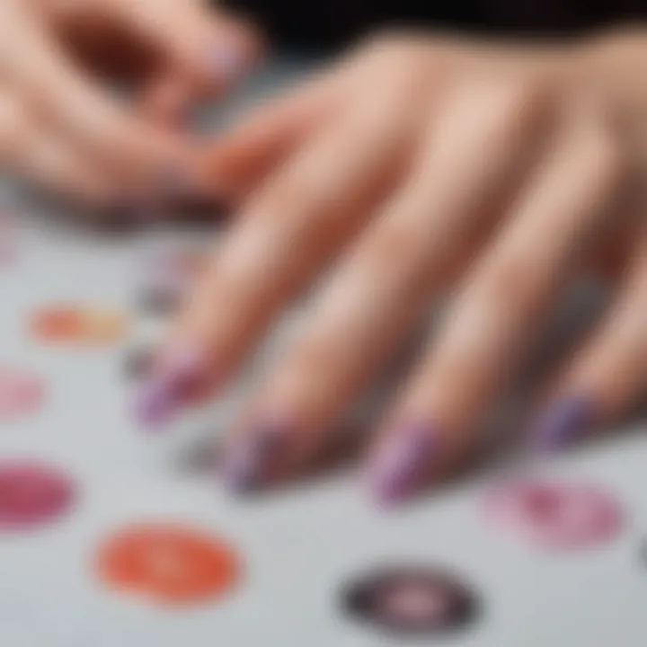 An array of stylish nail art designs made using peel and stick polish