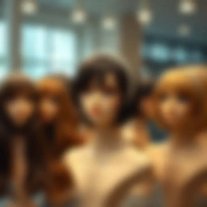 Elegant Display of Pixie Cut Headband Wigs Different styles of pixie cut headband wigs displayed elegantly