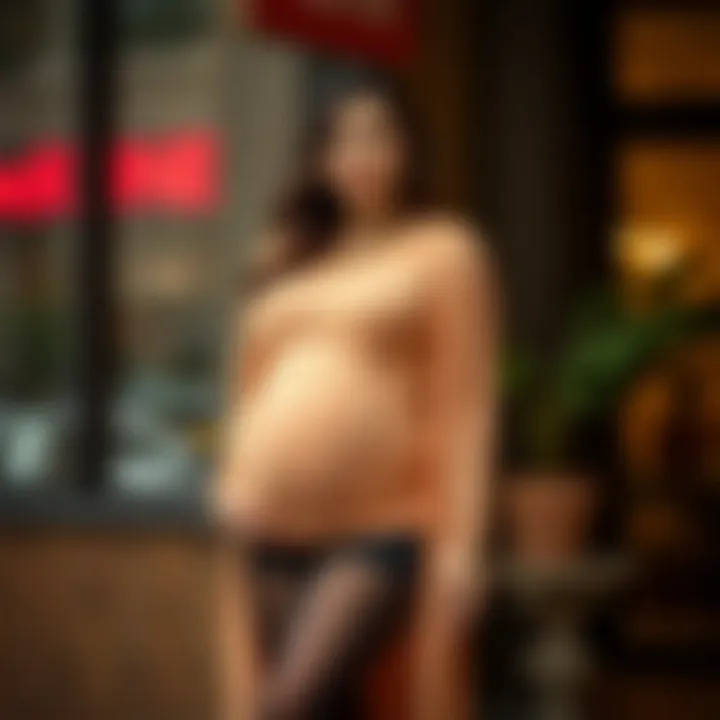 Stylish Maternity Outfit with Compression Stockings A stylish maternity outfit complemented by plus size compression stockings.