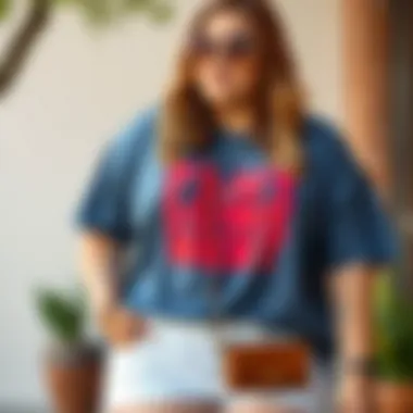Casual plus size summer t-shirt paired with stylish accessories