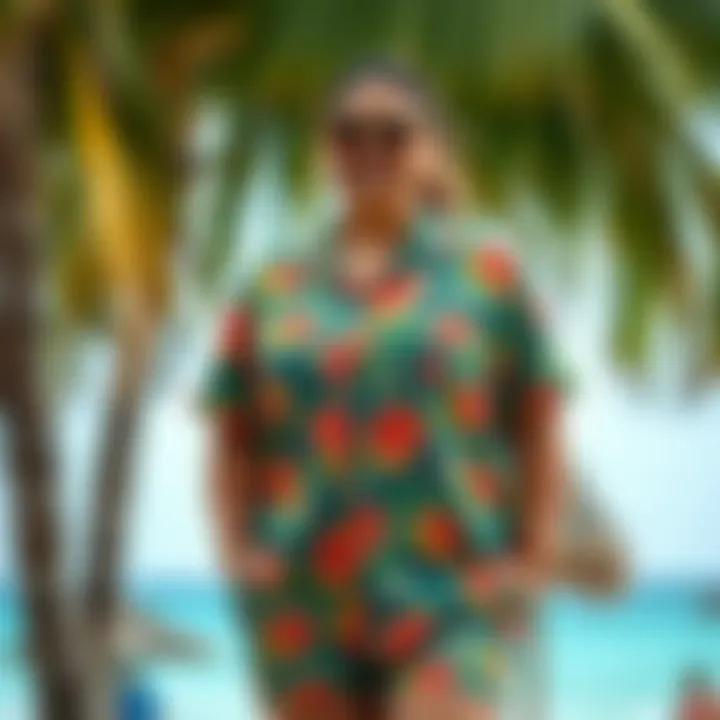 Vibrant plus size summer t-shirt showcasing tropical patterns