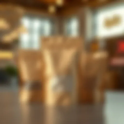 Showcasing Resealable Kraft Bags with Window Feature An elegant display of resealable kraft bags showcasing the window feature for product visibility