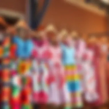 A vibrant collection of short summer sun dresses in various patterns and colors.