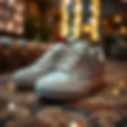 Elegant silver glitter sneakers on a stylish surface