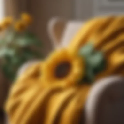 Luxurious sunflower fleece draped elegantly on a chair