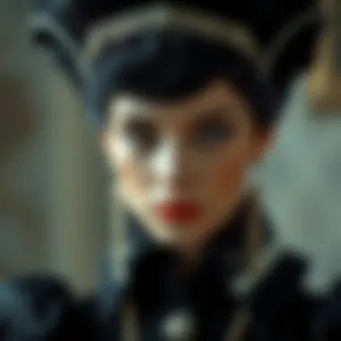 Detailed close-up of craftsmanship in a black beehive wig