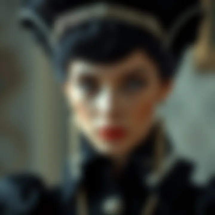 Detailed close-up of craftsmanship in a black beehive wig