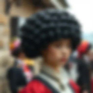 Historical representation of traditional black beehive wigs