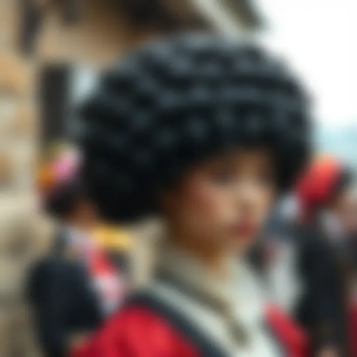 Historical representation of traditional black beehive wigs