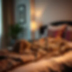 Elegant leopard pajama set displayed on a stylish bed