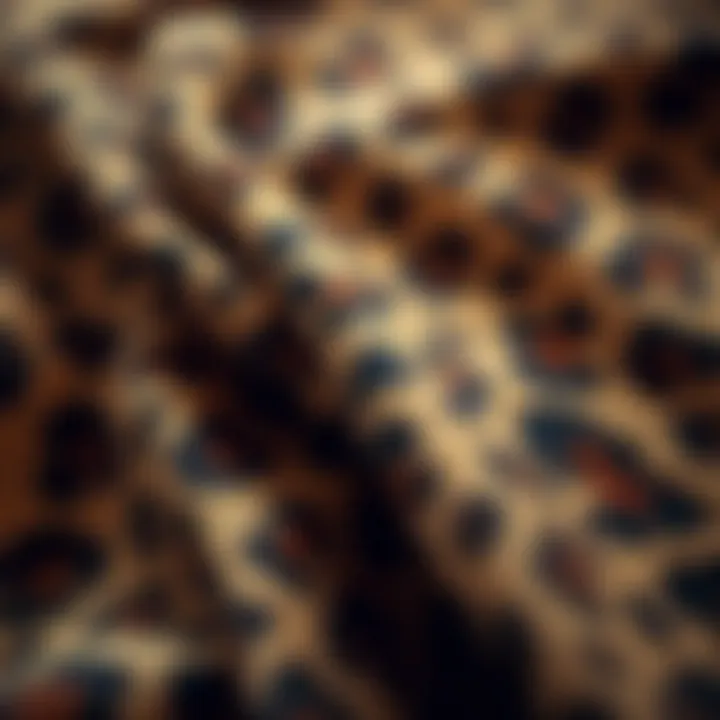 Close-up of leopard print fabric showcasing intricate patterns