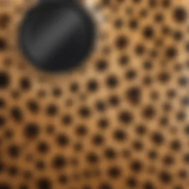 Close-up of a leopard print iPhone 13 case showcasing its texture