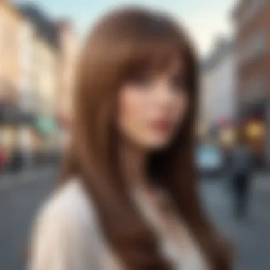 Elegant long straight brown wig styled for a chic look