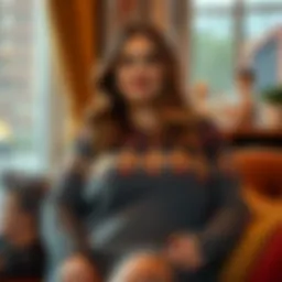 Elegant plus size sweater dress in a cozy setting