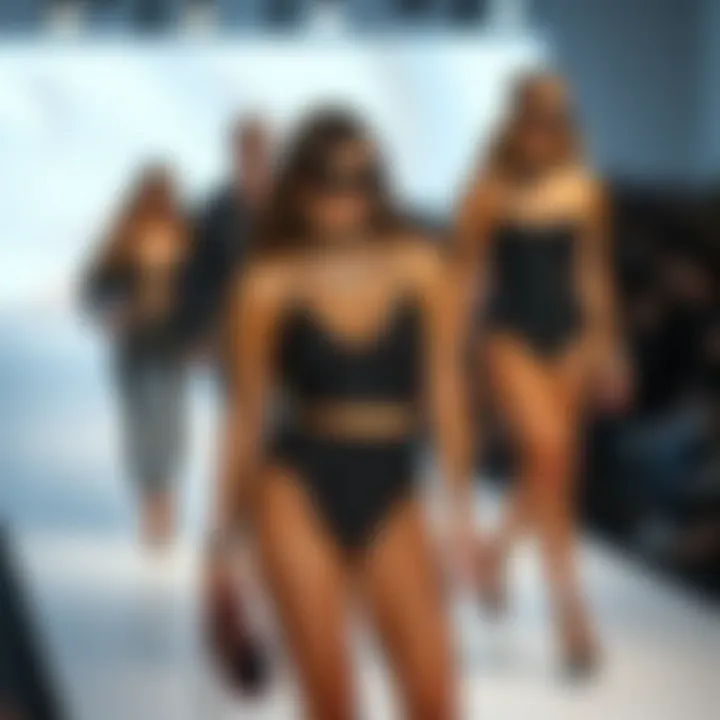 Fashionable Runway Ensemble Stylish ensemble paired with trendy accessories on a fashion runway