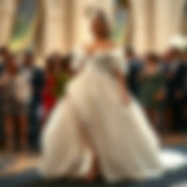 Fashionable plus size gown worn at a modern event