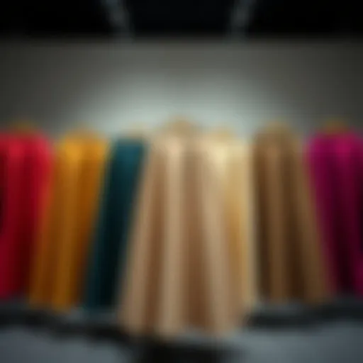 Elegant display of a versatile ankle length A-line skirt in various fabrics