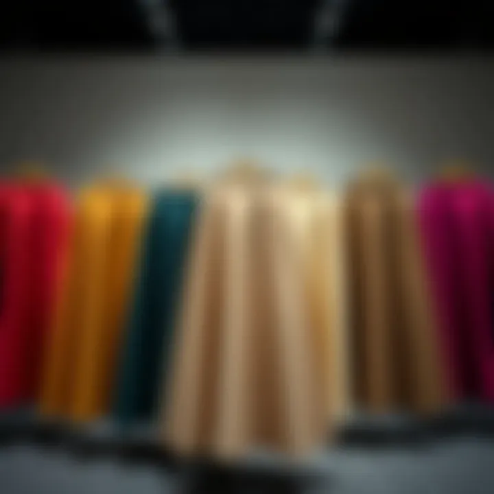 Versatile Fabrics of A-Line Skirts Elegant display of a versatile ankle length A-line skirt in various fabrics