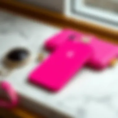 Chic Bright Pink Accessory Stylish bright pink iPhone case on a marble surface