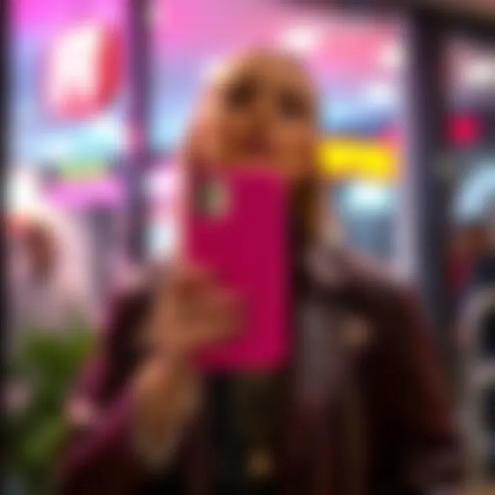 Fashion Statement with Bright Pink Case Bright pink iPhone case showcased in a trendy outfit setting