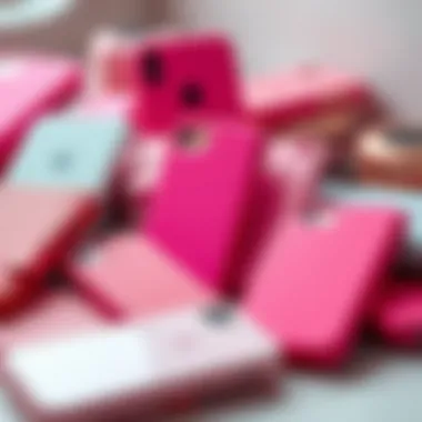 Diverse Materials of Bright Pink Cases Collection of different bright pink iPhone cases made from various materials