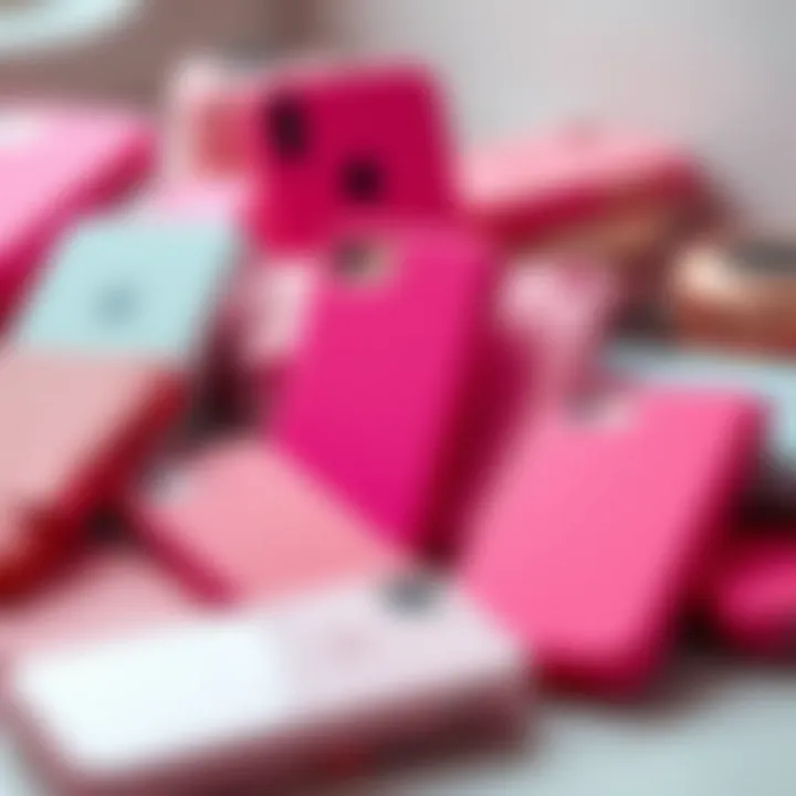 Diverse Materials of Bright Pink Cases Collection of different bright pink iPhone cases made from various materials