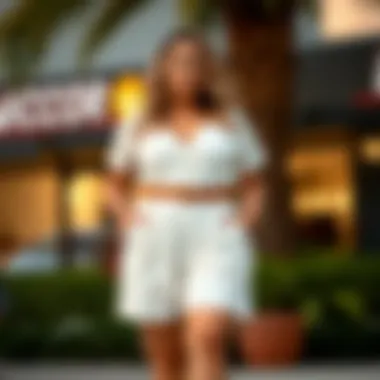 A stylish plus size romper accessorized with a chic belt and sandals.