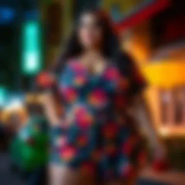 A vibrant plus size romper in a floral pattern, showcasing style and comfort.