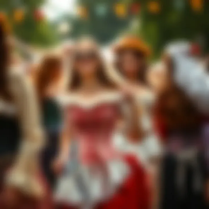 Group of individuals dressed in corsets at a renaissance festival