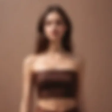 A stylish chocolate brown tube top showcased against a minimalist backdrop