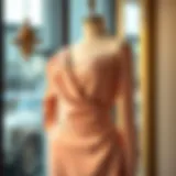 The Art of Draping: An Elegant Display Elegant draped asymmetrical dress displayed on a mannequin