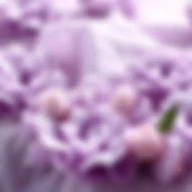 Close-up of lavender rosette fabric texture