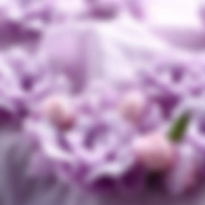 Close-up of lavender rosette fabric texture