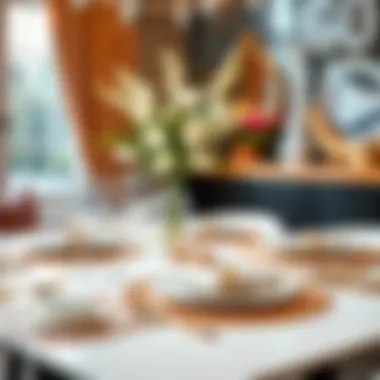 Sophisticated Table Setting with Rose Gold Accents Elegant dining table adorned with rose gold placemats