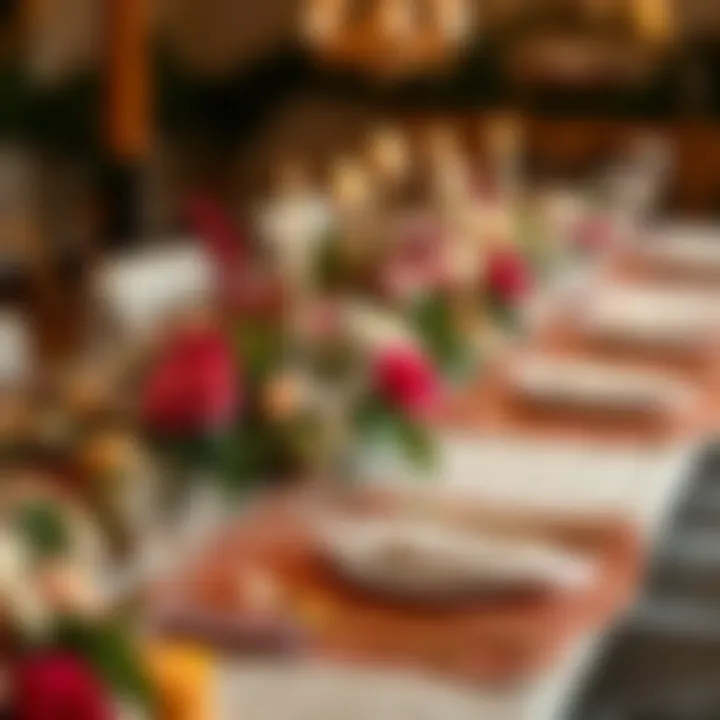 Seasonal Elegance with Rose Gold Placemats Rose gold placemats in a seasonal dining arrangement