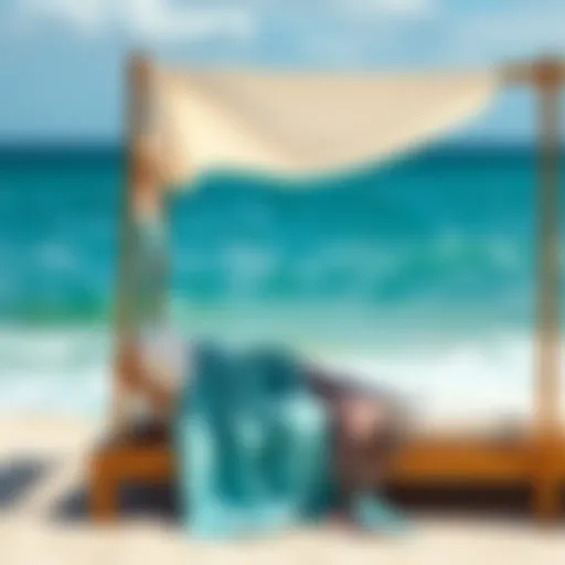 Elegance of Silk Beach Kimonos A luxurious silk beach kimono draped elegantly over a sunbed by the ocean