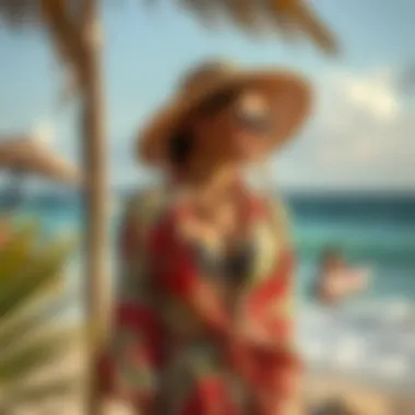 Styling a Silk Beach Kimono A beautifully styled silk beach kimono paired with accessories and beachwear