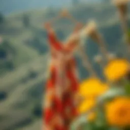 A vibrant sun dress displayed against a natural backdrop