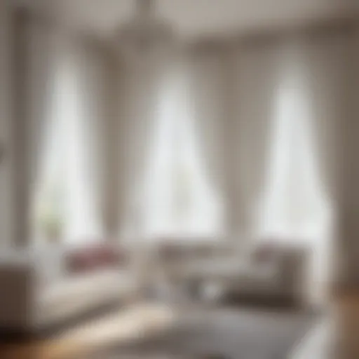 A bright living room adorned with white sheer curtains, highlighting natural light