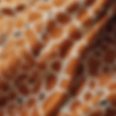 Close-up of the intricate giraffe print fabric highlighting its unique texture