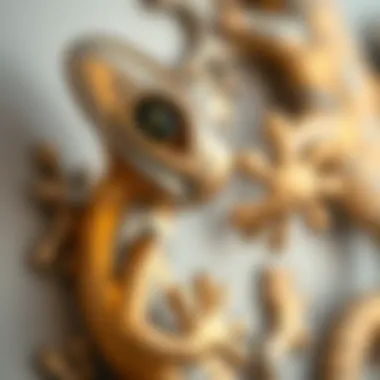 Handcrafted Metal Gecko Detail Close-up of a handcrafted metal gecko, highlighting unique craftsmanship
