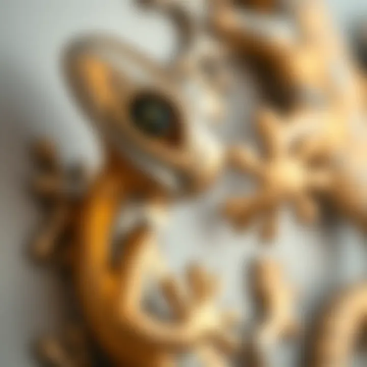 Handcrafted Metal Gecko Detail Close-up of a handcrafted metal gecko, highlighting unique craftsmanship
