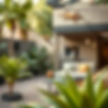 Outdoor Aesthetic with Gecko Art A serene outdoor space adorned with metal gecko art, blending nature and design