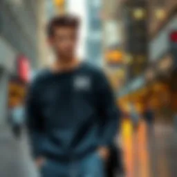 Stylish drop shoulder sweatshirt in urban setting