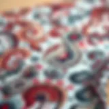 Intricate Paisley Patterns on Bikini Fabric A close-up of intricate paisley patterns on a bikini fabric