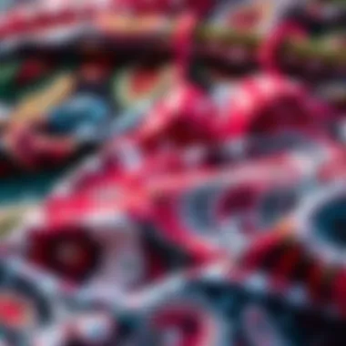 A selection of sustainable fabric swatches featuring paisley designs