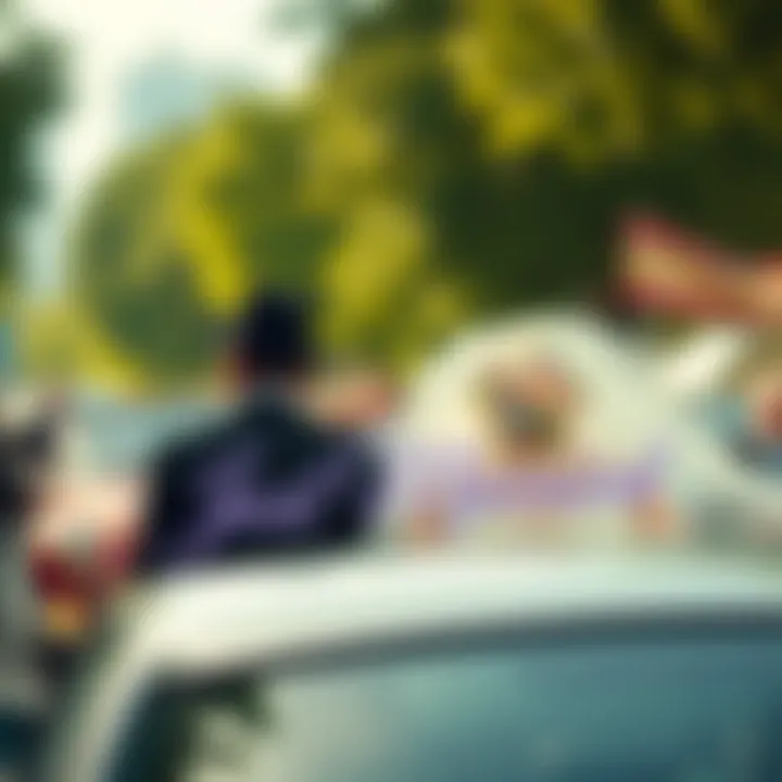 Elegant 'Just Married' vehicle decal showcased during a wedding parade