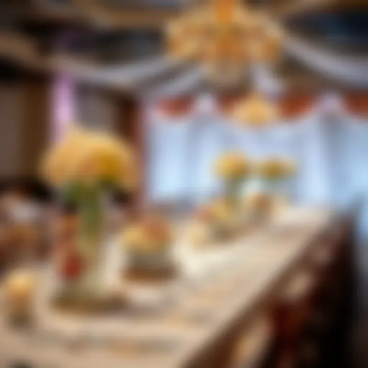 A beautifully arranged wedding reception featuring 'Just Married' decor elements