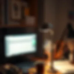 Elegant gooseneck clamp lamp illuminating a workspace