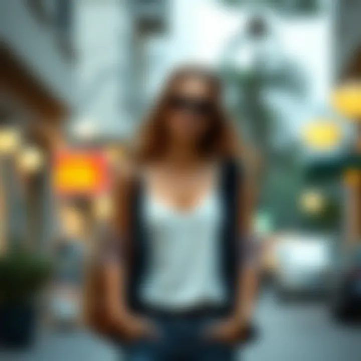 Casual layered look featuring a camisole with sleeves